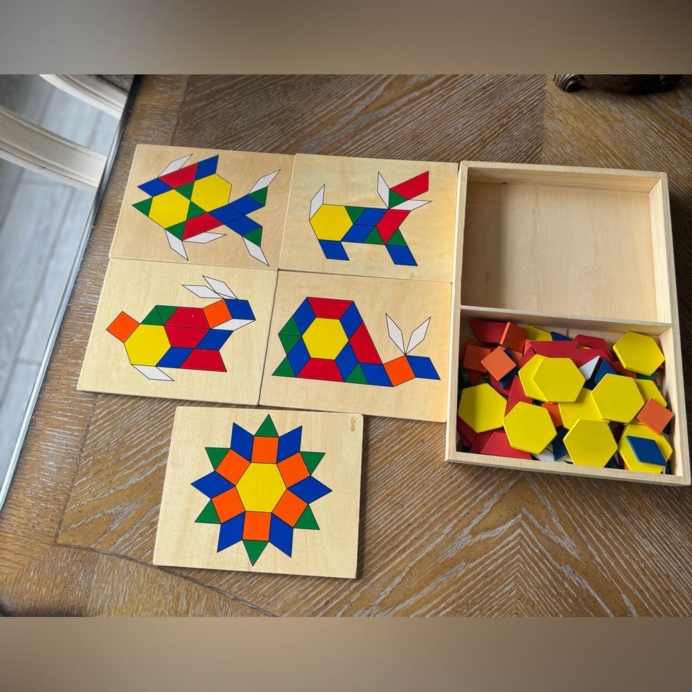 Melissa & Doug Vibrant Wooden Pattern Blocks Set